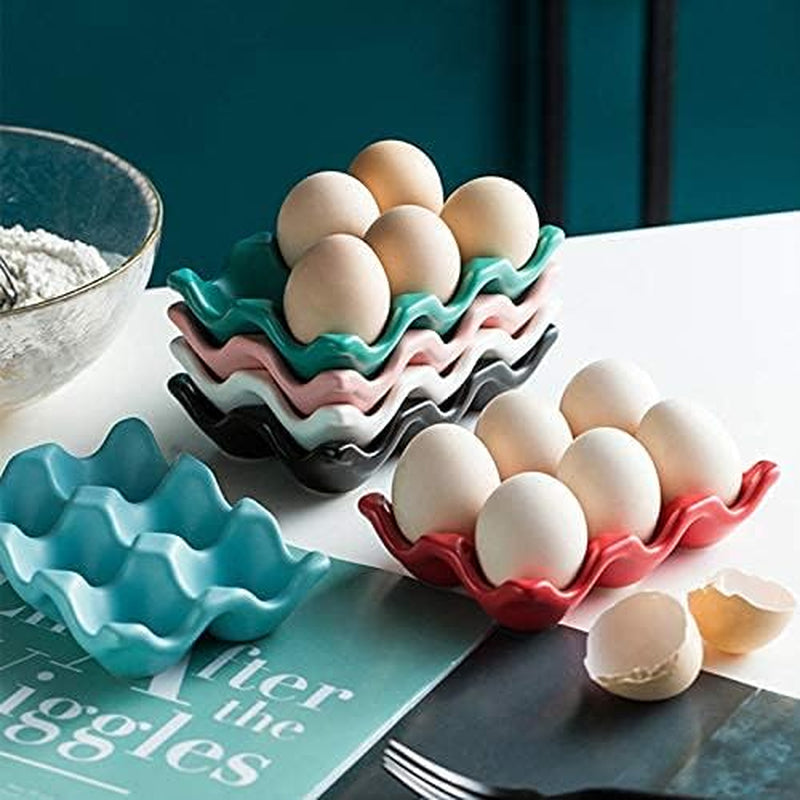 6 Cups Egg Tray Serveware, Eggs Dispenser, Egg Holder Set Kitchen Restaurant Fridge Storage Decorative Accessory (Blue)