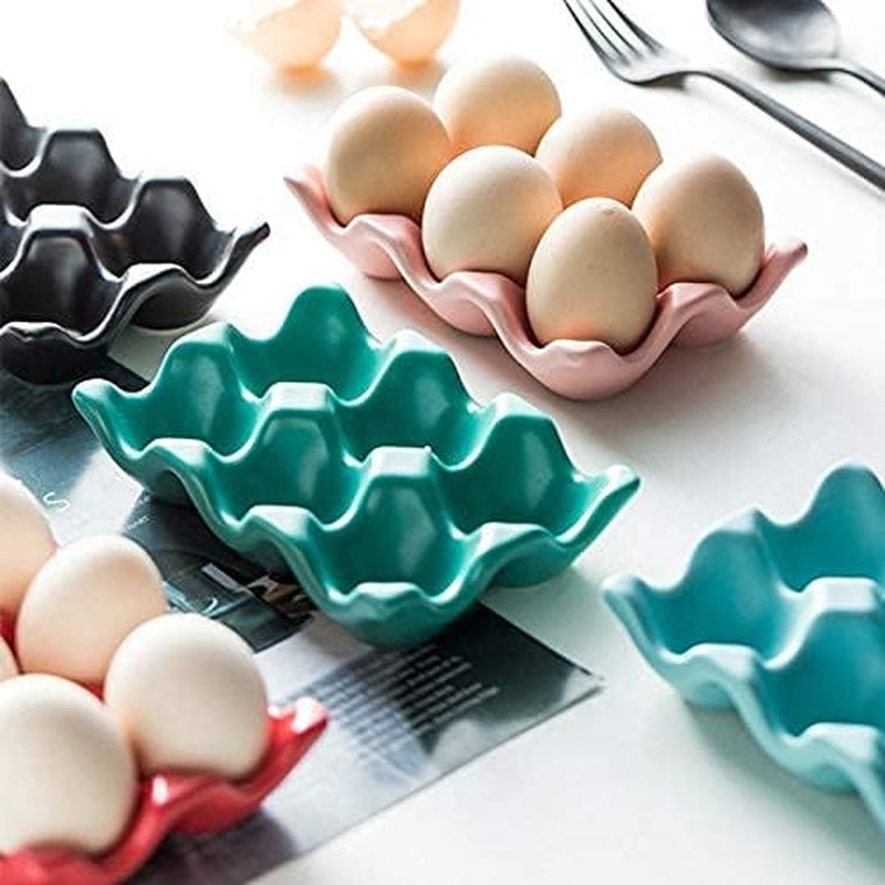 6 Cups Egg Tray Serveware, Eggs Dispenser, Egg Holder Set Kitchen Restaurant Fridge Storage Decorative Accessory (Blue)