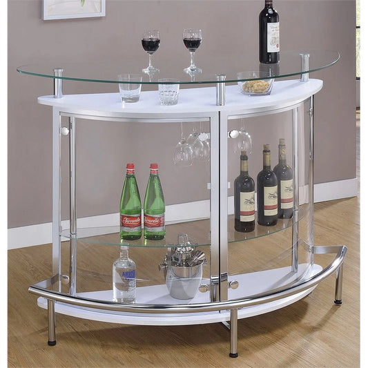 Contemporary Home Bar Unit with Clear Acrylic Front in White