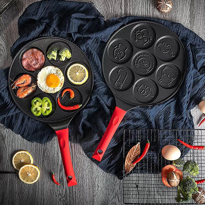 7-Hole Frying Pot Animal Pattern Omelet Pan Non-Stick Egg Pancake Steak Pan Cooking Egg Ham Pans Children Fun Breakfast Maker