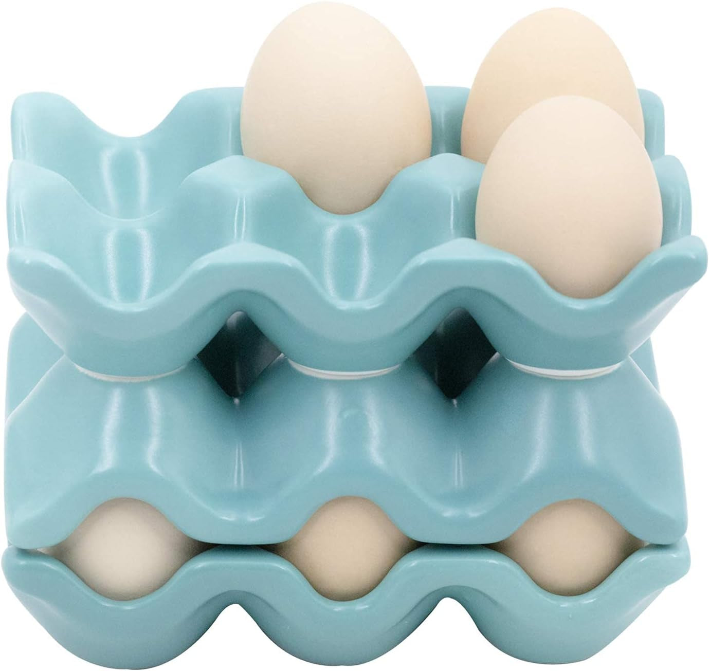 6 Cups Egg Tray Serveware, Eggs Dispenser, Egg Holder Set Kitchen Restaurant Fridge Storage Decorative Accessory (Blue)