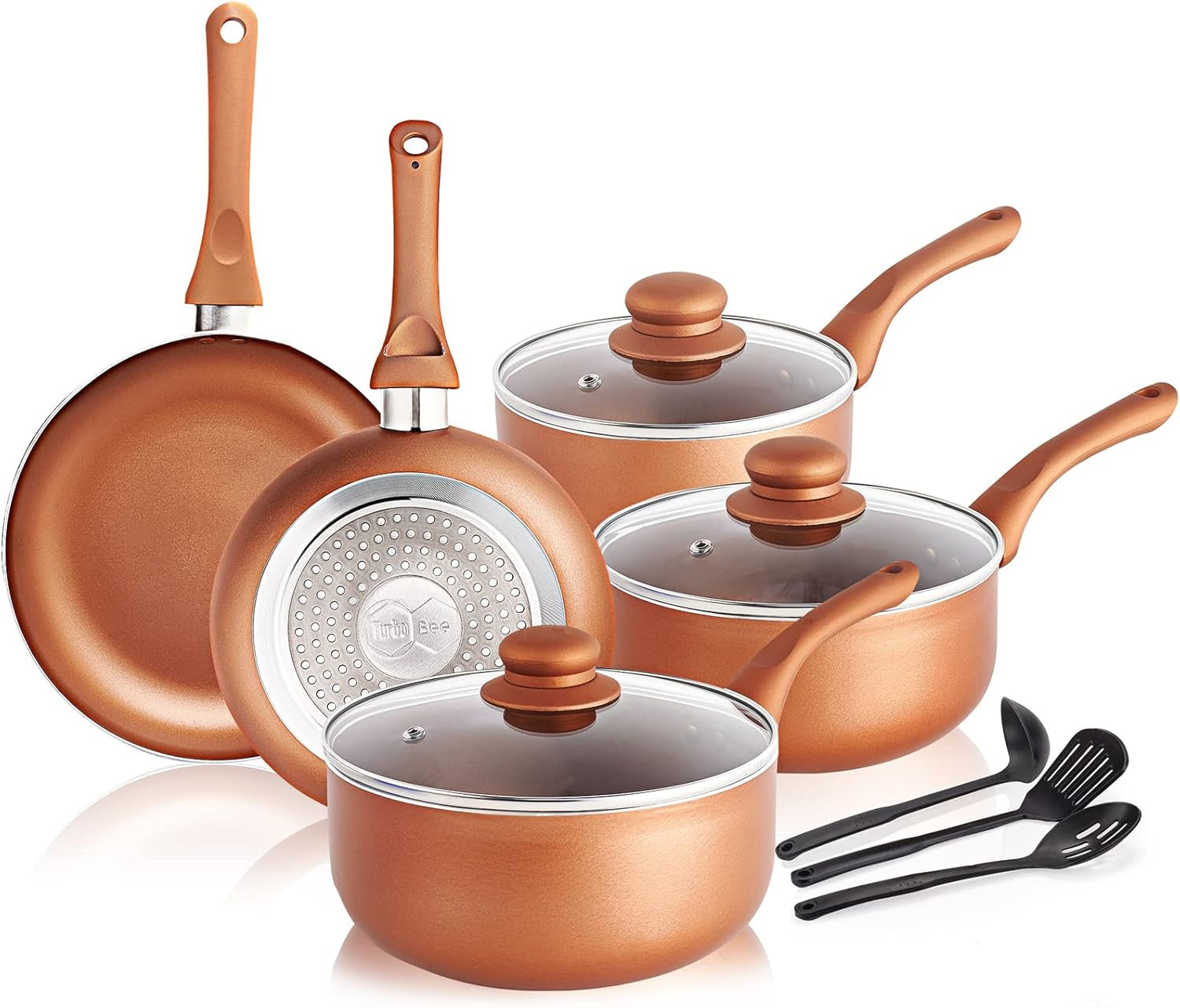 Ceramic Nonstick Soup Pot/Milk Pot/Frying Pans Set -Copper