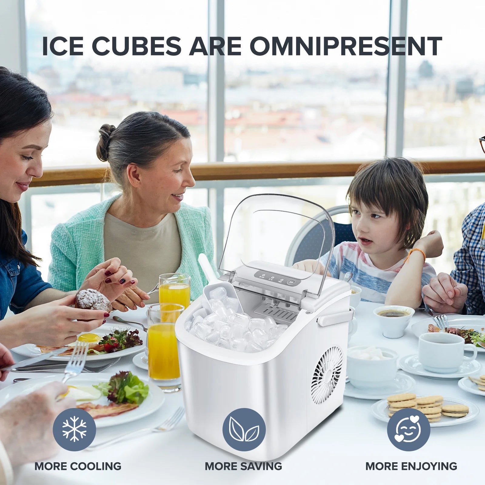 26 Lbs/24H Countertop Ice Maker Machine, 9 Bullet-Shaped Ice in 6 Min, Auto-Cleaning, White